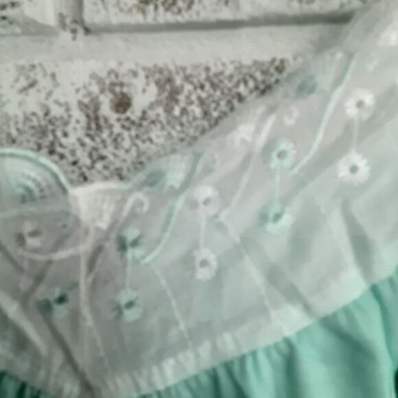 Vintage Anthony Richards Cool Mint Embroidered Nightgown 1X Comfort - Picture 3 of 8